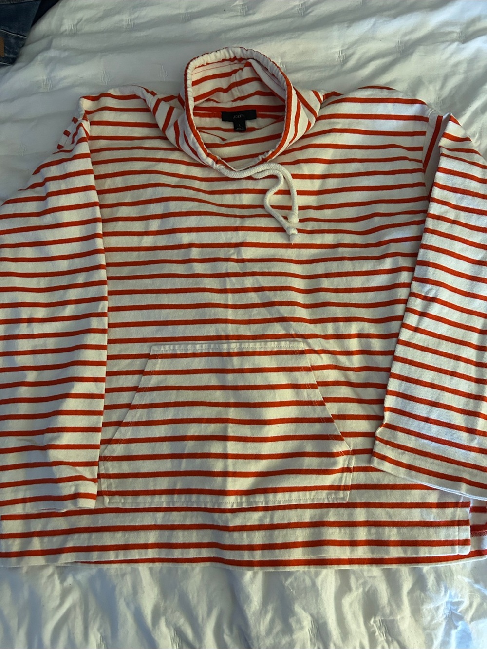 Striped Orange/rust and White Hooded Sweater - Unbranded